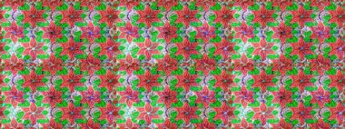 Güzel kumaş deseni. Raster illüstrasyonu. Hoş bir çiçek geçmişi var. Küçük bir çiçekte kusursuz desen.