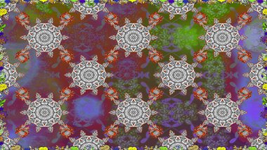 Düz Çiçek Elementleri Tasarımı. Renkli Yaz Temalı Kusursuz Arkaplan. Modaya uygun kumaş deseni. Sevimli çiçek raster deseni.