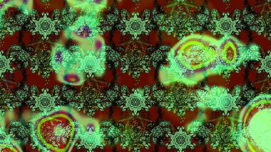 Çiçekli karalama şeklinde Raster çiçek deseni. Yumuşak, bahar çiçekli arka plan. Yeşil renkte çiçekler.