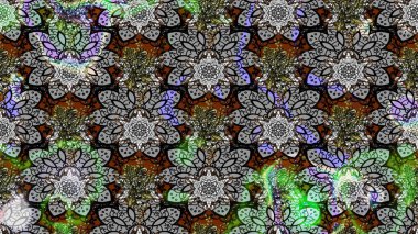 Çiçekli bahar çiçekleri. Küçük çiçekte güzel bir desen. Küçük renkli çiçekler. Moda baskıları için zarif bir şablon. Motley illüstrasyonu.