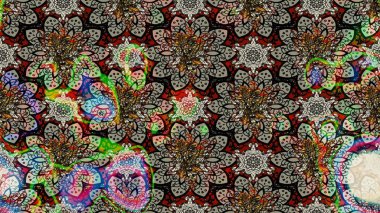 Suluboya çiçekli çiçek deseni. Raster illüstrasyonu. Tarafsız renklerde Asyalı tekstil.