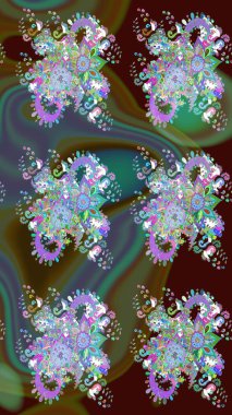 Çiçekli çizim şekli. Kahverengi renkli çiçekler. Renkli Bahar Teması eskiz kalıbı. Düz Çiçek Elementleri Tasarımı.