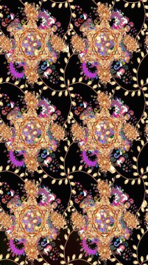 Küçük çiçekteki sevimli çiçek deseni. Raster deseni. Nazik, yaz çiçekleri siyah renklerde. Raster illüstrasyonu.