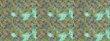 Yeşil ve nötr renklerde çiçekler. Raster illüstrasyonunda kusursuz çiçek deseni.