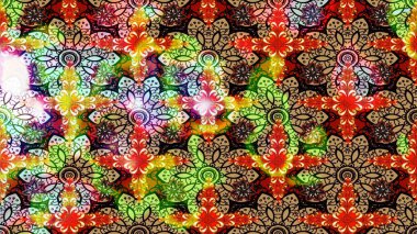 Raster illüstrasyonundaki çiçek desenli çizim. Kırmızı renklerde. Güzel kumaş deseni. Raster illüstrasyonu.