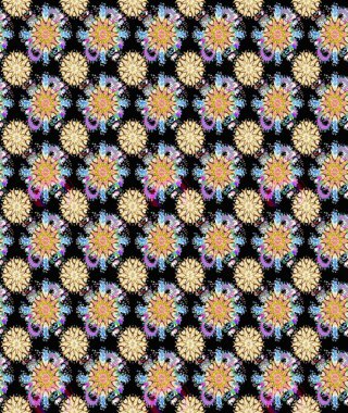 Siyah ve bej renkli çiçekler. Çiçeksiz desenli arka plan, darbeler, sıçramalar, yaz çiçekleri. Raster illüstrasyonu.