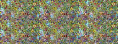 Çiçek duvar kâğıdı. Yeşil ve nötr renklerde şirin tekstil tarzında. Çiçek arkaplan. Raster illüstrasyonu. Renkli, pürüzsüz desen.