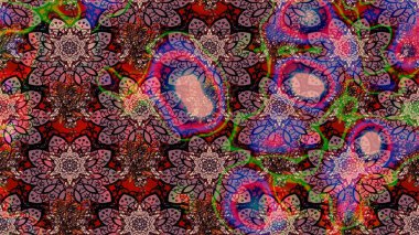 Raster illüstrasyonundaki çiçek desenli çizim. Pembe renkte çiçekler.