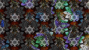 Eskiz klasiği. Raster Şirin kumaş deseni. Renkli Bahar Teması eskiz kalıbı. Düz Çiçek Elementleri Tasarımı.