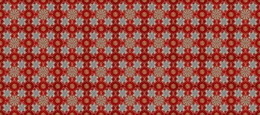 Raster altın tekstil baskısı. İslam tasarımı. Çiçek kiremitleri. Kusursuz desenli oryantal süs. Altın desenli kırmızı, kahverengi ve gri renklerde altın elementler.