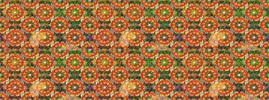 Altın şablon. Kusursuz desenli altın elementler. Kahverengi renkte Royal retro. Raster illüstrasyonu. Kart, duvar kağıdı, ambalaj ve tekstil için klasik tasarım. Çiçeksel klasik doku.