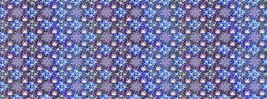 Yumuşak, mavi renkte bahar çiçekleri. Çiçek ve yapraklı karalama şeklinde Raster çiçek deseni. Raster illüstrasyonu.