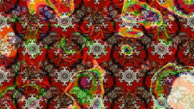 Çiçek süslemeli çizim deseni. Kırmızı renkte çiçekler. Raster illüstrasyonu.