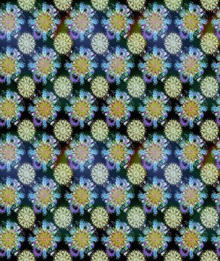 Tropik, dikişsiz çiçek deseni. Raster illüstrasyonu. Mavi ve nötr renkte çiçekler.