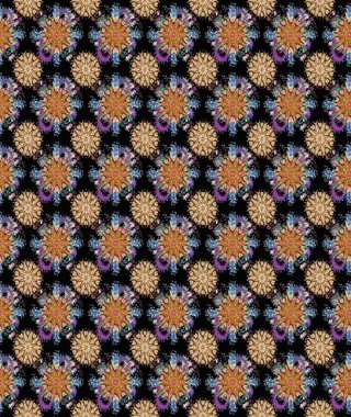 Düz Çiçek Elementleri Tasarımı. Asya tekstil tarzında. Renkli Bahar Temalı Kusursuz Arkaplan. Güzel kumaş deseni. Raster illüstrasyonu. Kusursuz çiçek deseni.