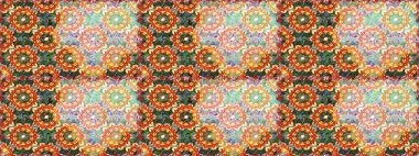 Raster illüstrasyonu. Süslü dekorasyon. Damask altın soyut çiçek nötr renklerde pürüzsüz desen.