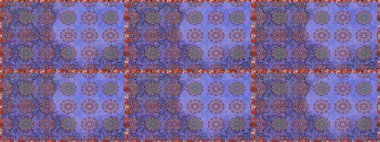 Raster düz çiçekleri pürüzsüz desen. Hediye ambalaj kağıdı, tebrik kartları, posterler ve pankart tasarımı. Mor ve kahverengi renkte çiçekler.