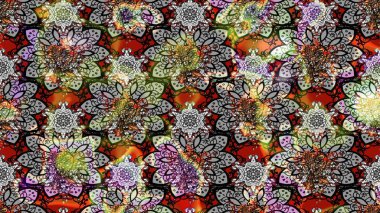 Çizim çiçek deseni duvar kâğıdı olarak kullanılabilir. Gri renkli çiçekler. Raster illüstrasyonu.