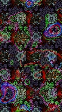 Şirin, zarif çiçekler Raster illüstrasyonu. Yapraklı çizim şekli. Davetiye ve kartpostal tasarımı için dekoratif çiçek unsurları. Poster ya da kapak için arka plan. Tekstil için figür.