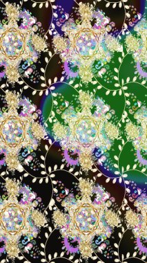 Tropik çiçek desenleri. Raster illüstrasyonu. Tarafsız renklerde çiçekler.