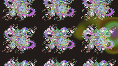 Raster Çiçek İllüstrasyonu güzel tekstil. Gri renkli etnik çiçeklerle zarif eskiz deseni.