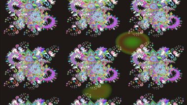 Renkli Bahar Teması eskiz kalıbı. Raster. Düz Çiçek Elementleri Tasarımı.