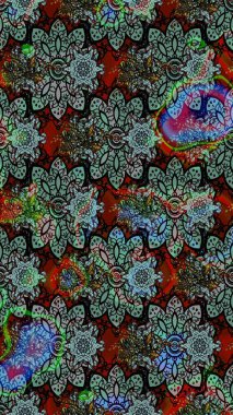 Tomurcukları çiçek olan sevimli bir çiçek deseni. Eskiz geçmişi. Raster. Raster illüstrasyonu. Kumaş, tekstil, duvar kağıdı baskısı için. Antika retro tarzı.