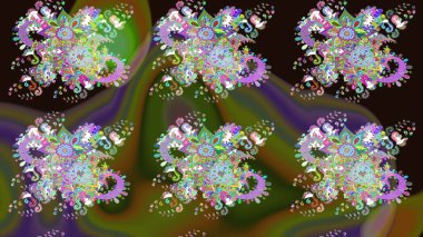 Çizim çiçek deseni duvar kâğıdı olarak kullanılabilir. Raster illüstrasyonu. Yeşil renkte çiçekler.