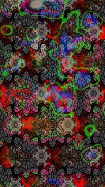 Raster illüstrasyonu. Çiçek. Taslak dekoratif arka plan, çiçek mandala. Siyah renklerde.