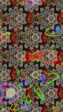 Raster Hip kumaş deseni. Eskiz Vintage Çiçek Deseni.