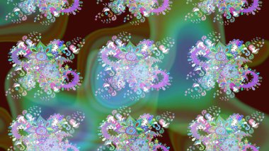 Raster çiçek desenleri çiziyor. Vadinin yeşil renkli çiçekleri.