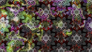 Gri renkli etnik çiçekli zarif eskiz deseni. Raster Çiçek İllüstrasyon Şirin Tekstil.