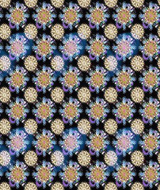 Raster illüstrasyonunda kusursuz çiçek deseni. Suluboya tarzında siyah ve nötr renkler üzerine çiçekler.