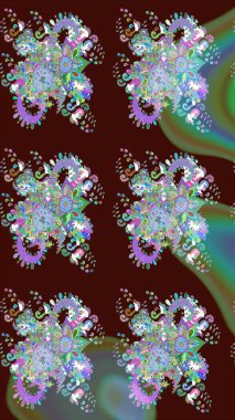 Suluboya çizim kalıbı. Çiçek izi. Suluboya tarzında kahverengi renkte çiçekler.