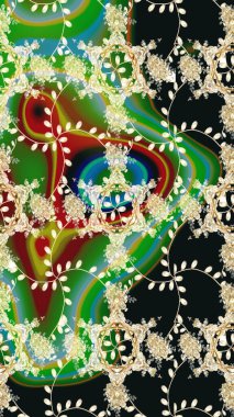 Fantezi çiçekli eskiz deseni, doğal duvar kağıdı, çiçek desenli kıvrım çizimi. Paisley el çizimi elementler. Ev dekoru.