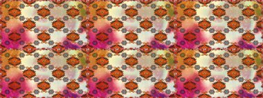 Renkli Bahar Temalı Kusursuz Arkaplan. Sevimli çiçek raster deseni. Düz Çiçek Elementleri Tasarımı. Çiçekler bej ve turuncu renklerde.