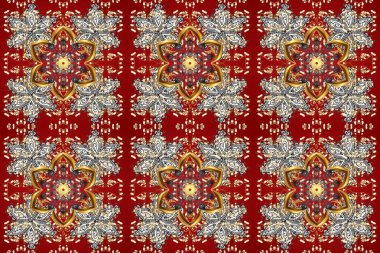 Paisleys zarif çiçek desenli arkaplan duvar kâğıdı çizimi. Güzel, modaya uygun, modern, üç boyutlu sanat eseri. Altın ve gri, kahverengi ve kırmızı desenli çiçek yaprakları ve süslemeleri..