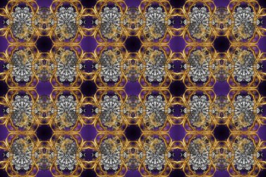 Kahverengi, bej ve gri renklerde desen. Raster Golden Mehndi kusursuz desen. Kına dövmeli süs çiçekleri, altın çıkartmalar, mehndi ve yoga tasarımı, kartlar ve parmak izleri..