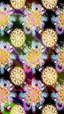 Flat Flower Elements Design. Raster Cute fabric pattern. Colour Spring Theme seamless pattern Background. Seamless vintage.