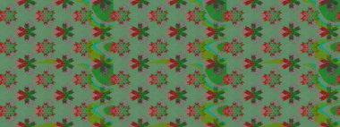 Üzerinde yeşil renkte karalamalar olan çiçek desenleri çiz. Raster illüstrasyonu.