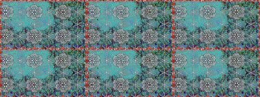 Yumuşak, mavi renkte bahar çiçekleri. Yaprak ve çiçeklerin suluboya resmi, mavi renklerde pürüzsüz desen. Raster illüstrasyonu.