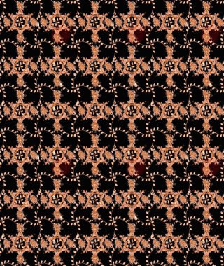 Siyah ve kahverengi renkte çiçekler. Raster illüstrasyonunda kusursuz çiçek deseni.