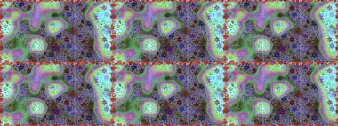 Çiçeksiz desenli arka plan. Renkli Bahar Temalı Kusursuz Arkaplan. Düz Çiçek Elementleri Tasarım Raster illüstrasyonu. Yeşil renkte çiçekler.