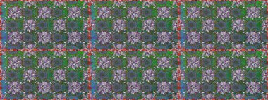 Çiçek desenleri yeşil ve gri renklerde, el yapımı papatyalar, papatyalar. Tekrarlayan çiçek arkaplanı, zarif yeşil ve gri çiçek duvar kağıdı.