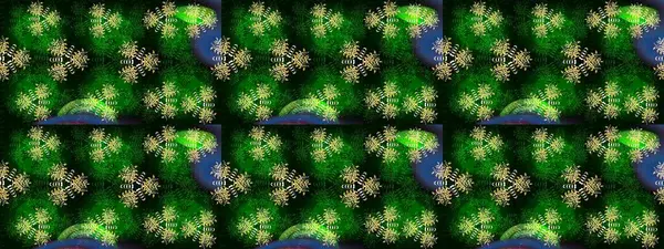 Raster geleneksel halk çiçekleri, tekstil tasarımı için yeşil ve mavi renkli. Üzerinde gelincikler ve vadi zambakları olan renkli çiçek desenli nakış..