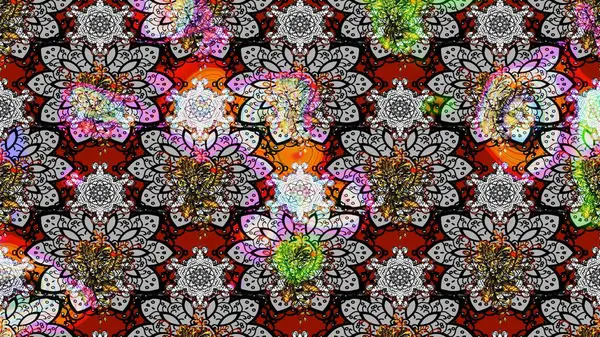 Çiçekli bahar çiçekleri. Küçük çiçekte güzel bir desen. Küçük renkli çiçekler. Moda baskıları için zarif bir şablon. Motley illüstrasyonu. Çizim.