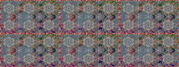 Kızılderili desenli desenli desenli şal deseni. Etnik Mandala süsü. Raster Henna dövme stili. Tekstil, tebrik kartı, boyama kitabı, telefon kılıfı baskısı için kullanılabilir.