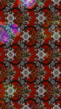 Raster illüstrasyonu. Çiçekli karalama şeklinde Raster çiçek deseni. Nazikçe, yaz çiçekleri kahverengi renklerde.