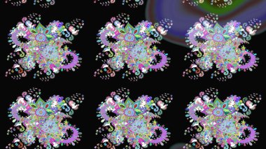 Kabile sanatı boho baskısı, klasik çiçek arkaplanı. Soyut etnik raster çizim kalıbı. Arkaplan dokusu, duvar kağıdı, siyah renkli çiçek teması.