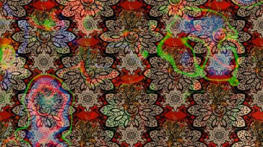 Çiçekler. Soyut etnik raster çizim kalıbı. Vadinin bej renkli çiçekleri.